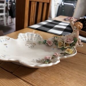 Vintage Floral Ceramic Dish